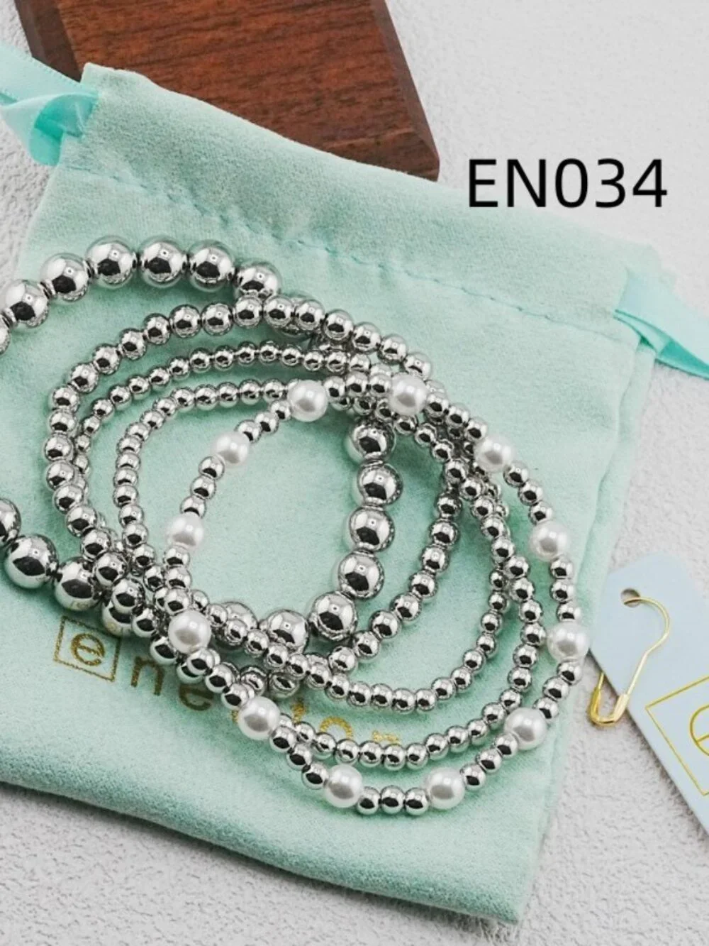 Enewton Platinum Bead & Pearl Five-Piece Bracelet Set